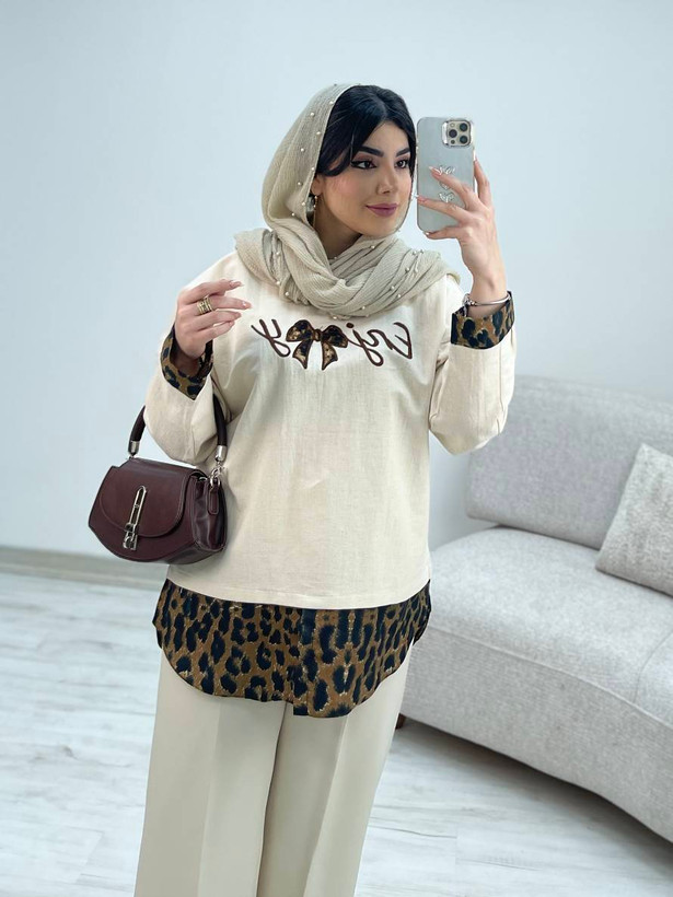 شومیز لینن پاپیون سایز ۳۸ تا ۴۶