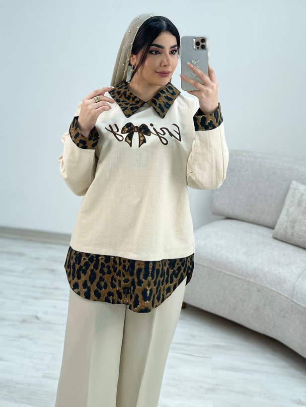 شومیز لینن پاپیون سایز ۳۸ تا ۴۶