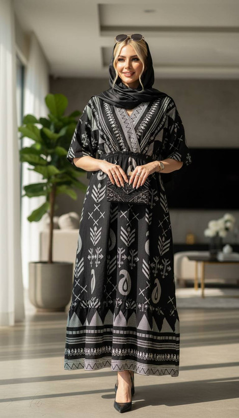 پیراهن جیبدار کلوش سنتی سایز ۴۰ تا ۵۰
