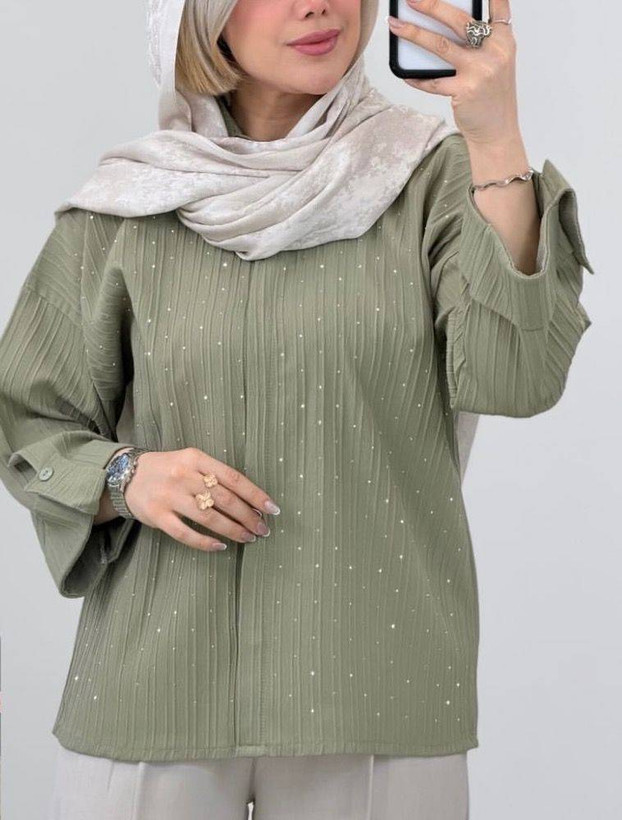 شومیز باکسی نگین دار سایز ۳۸ تا ۴۶