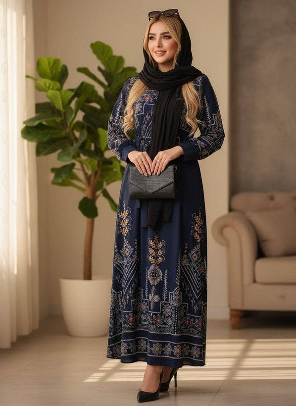 پیراهن سنتی یقه چین دار سایز ۳۸ تا ۴۸