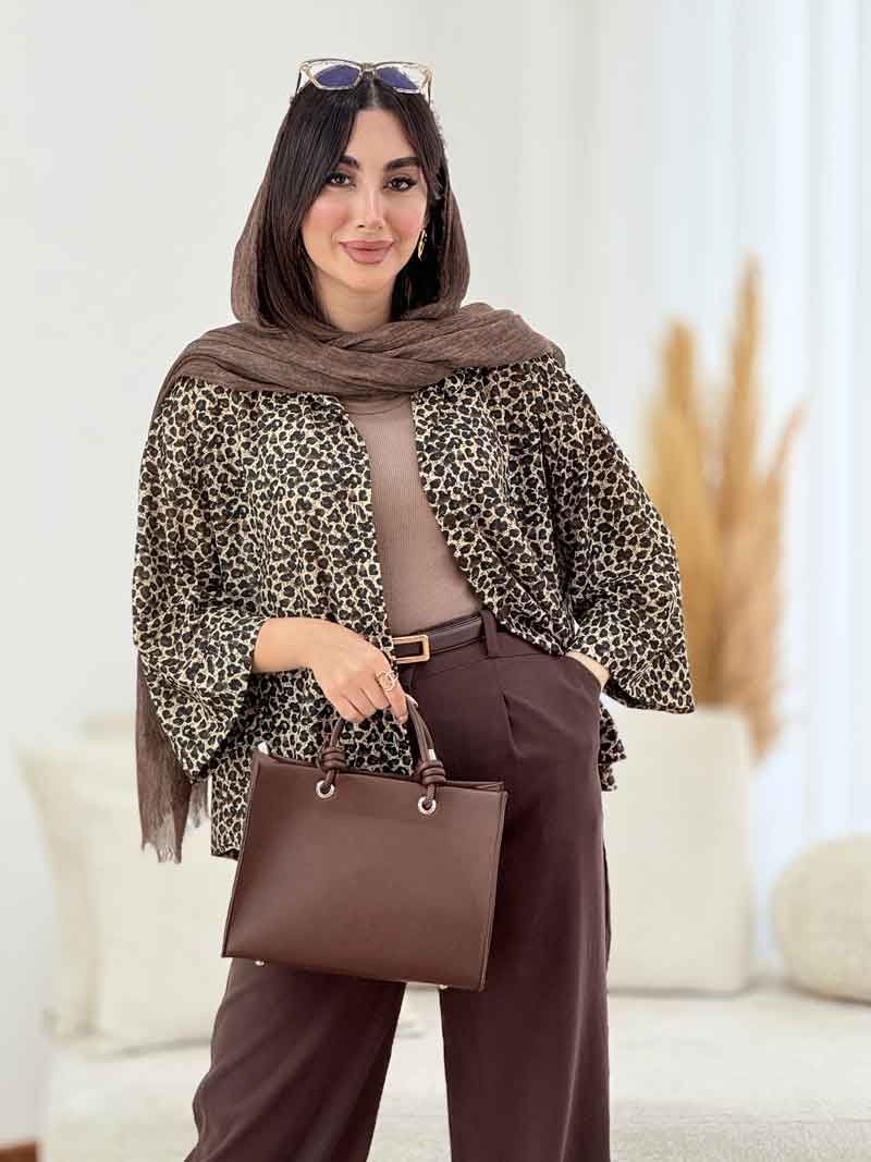شومیز پلنگی ژاکارد سایز ۳۸ تا ۵۰ طبق دورسینه چک شود