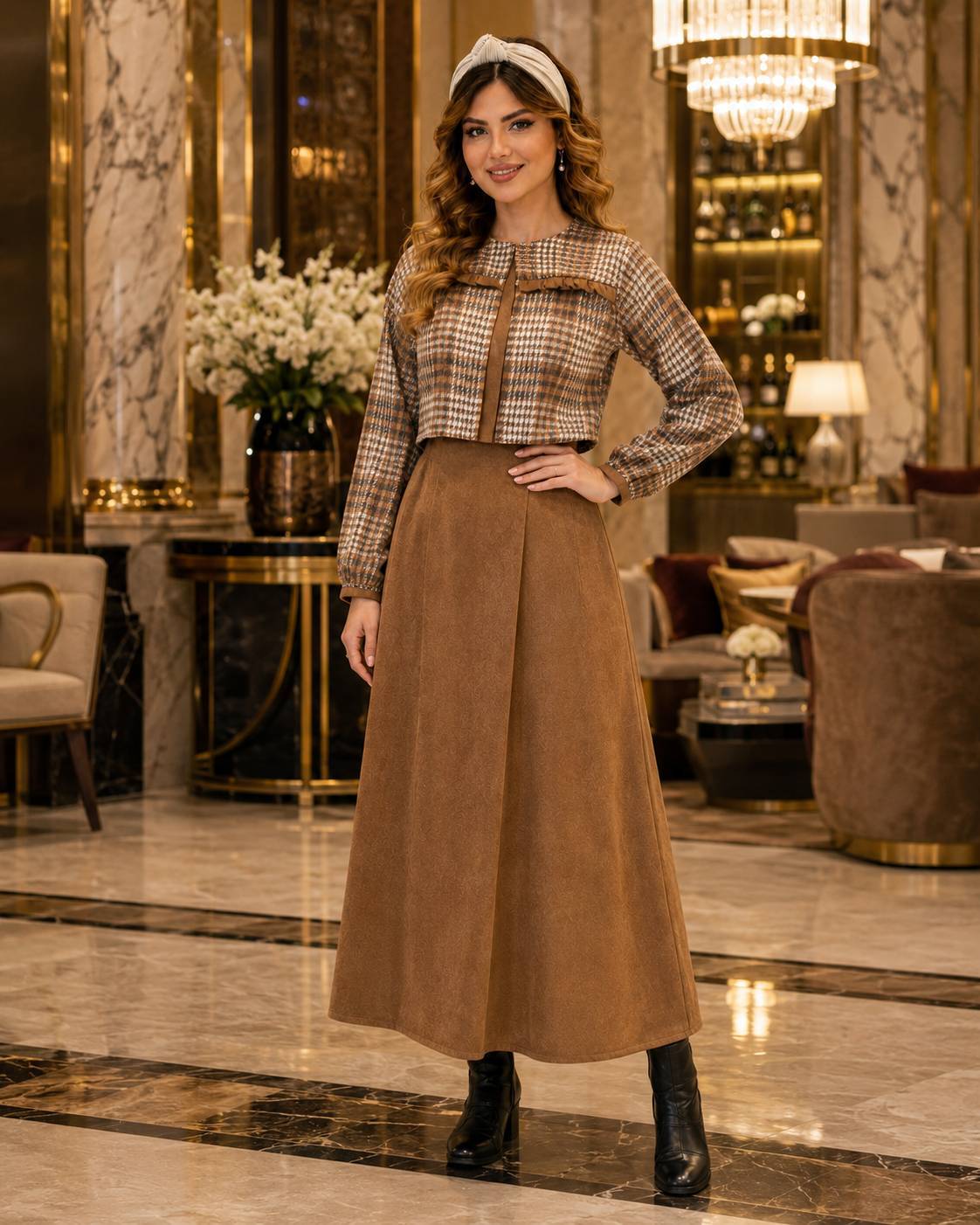 کت وسارافون کبریتی غزال سایز ۳۸ تا ۴۶ مناسب تا دورسینه ۱۰۶