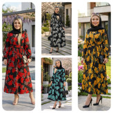 پیراهن حریر گل درشت سایز ۳۸ تا ۴۸